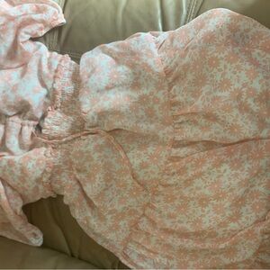 Floral Peach and White Dress